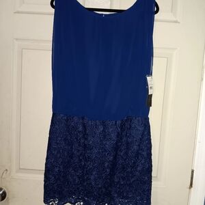 Nwt Aidan Mattox SZ 10 Blue Sheath Knee Length Dress Sleeveless Scoop Neck